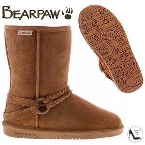 Bearpaw Adele Hickory Braided Brown Tan Suede Wool Lined Snow Winter Boots 6